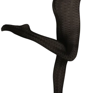 Collant Opaque Fantaisie Elianor Motif Géométrique Ajouré Modal-Cachemire 50D - Noir