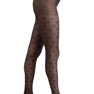 Collant Fantaisie Plumetis avec Protège-Pied intégré 40D - Noir