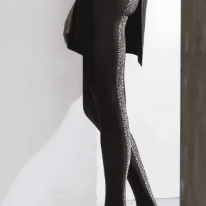 Collant Opaque Fantaisie Baguette Arrière Lurex 50D Fashion Electra - Noir