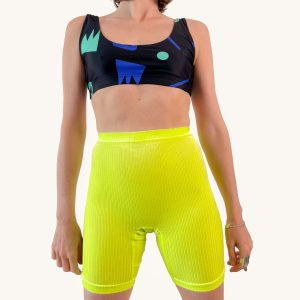 Short cycliste Velours Cotelé Jaune Fluo