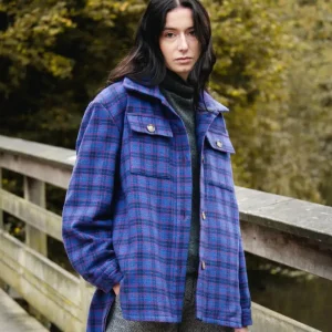 Veste Surchemise Elise carreaux violets