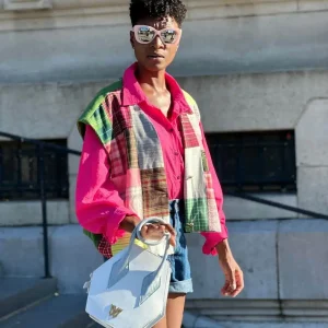 Veste patchwork femme Gigi rose et verte